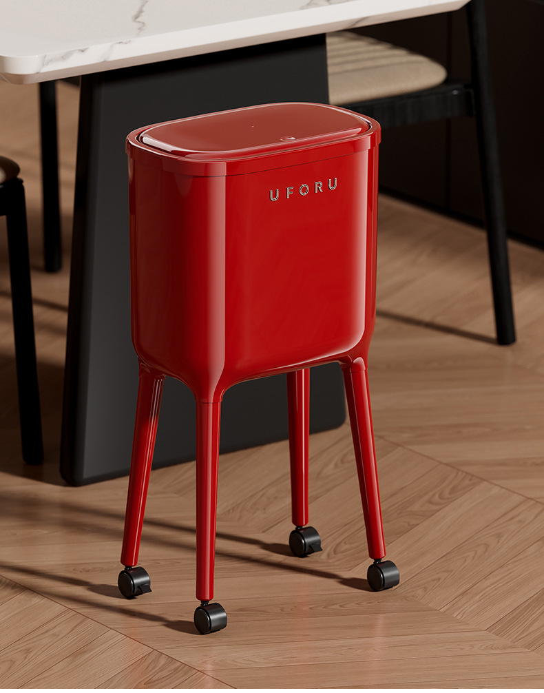 垃圾桶大号大容量高级感轻奢免弯腰厨房夹缝带轮按压开盖垃圾筒详情20