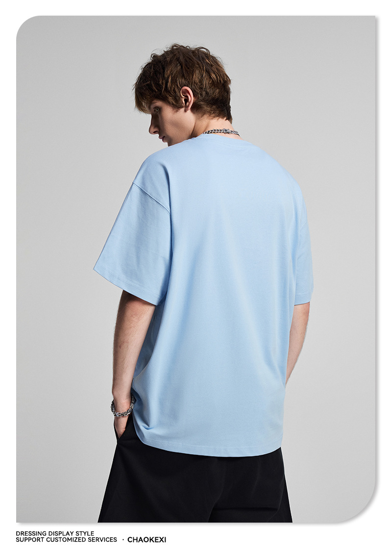 CKX2026夏季美式275g高品质潮牌纯棉t落肩纯色男潮青少年短袖T恤详情88