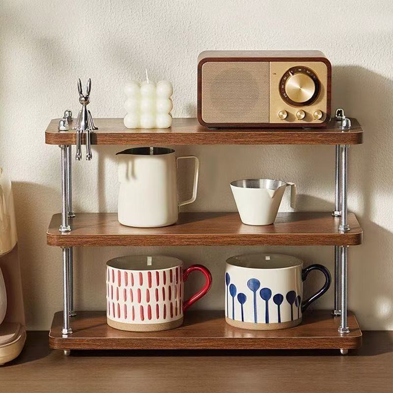 Desktop storage rack, three-layer kitchen coffee rack, desk partition rack, desktop storage, small bookshelf, water cup and tea set rack pic 6