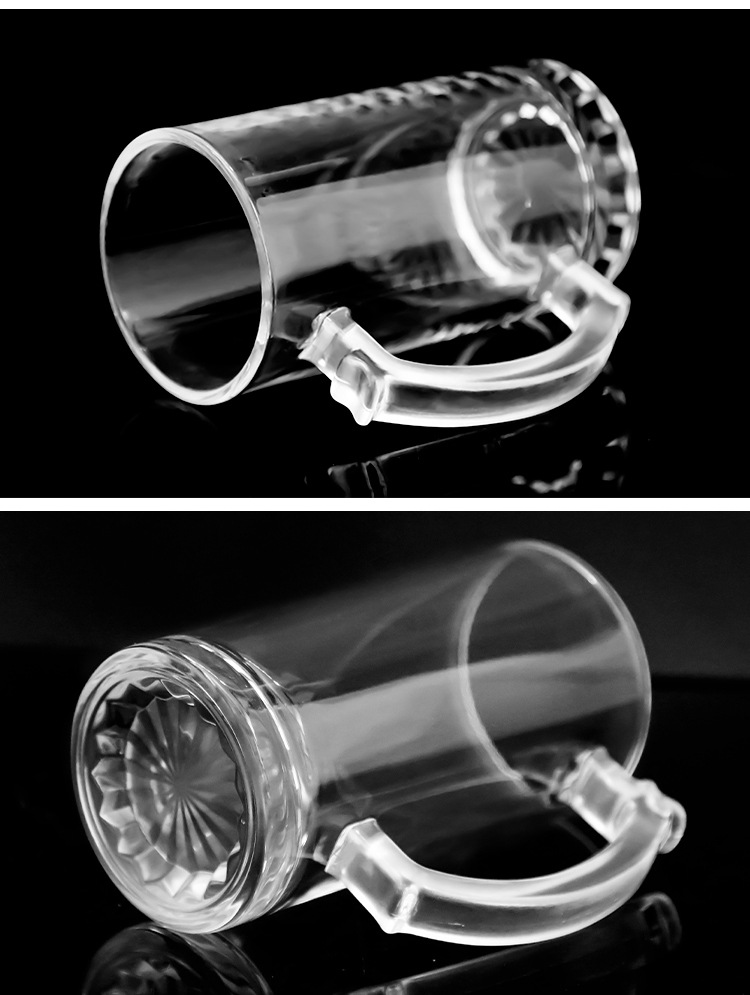 Factory wholesale 16oz glass draft beer cups, creative sublimation beer cups, logo printable, handle, frosted beer cups pic 7