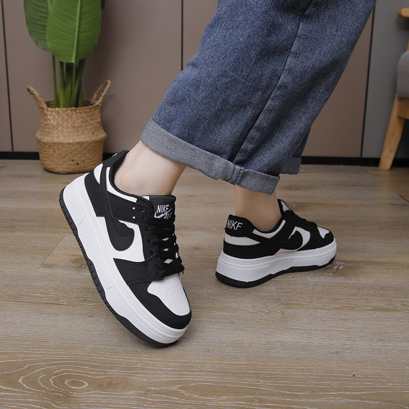 2024黑白色厚底真皮熊猫勾勾鞋女新款小白鞋云朵鞋休闲单鞋运动板详情5