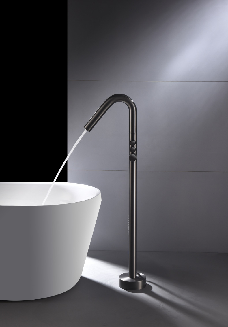 Cross-border exclusive floor-standing shower head set, hotel engineering bathtub, shower tub, edge faucet, shower head, brushed gold pic 12