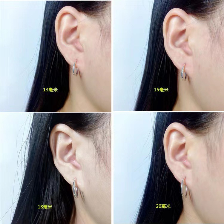 喜饰银匠 s999纯银耳环女复古迷你气质简约小耳圈耳洞耳骨圈耳饰详情2