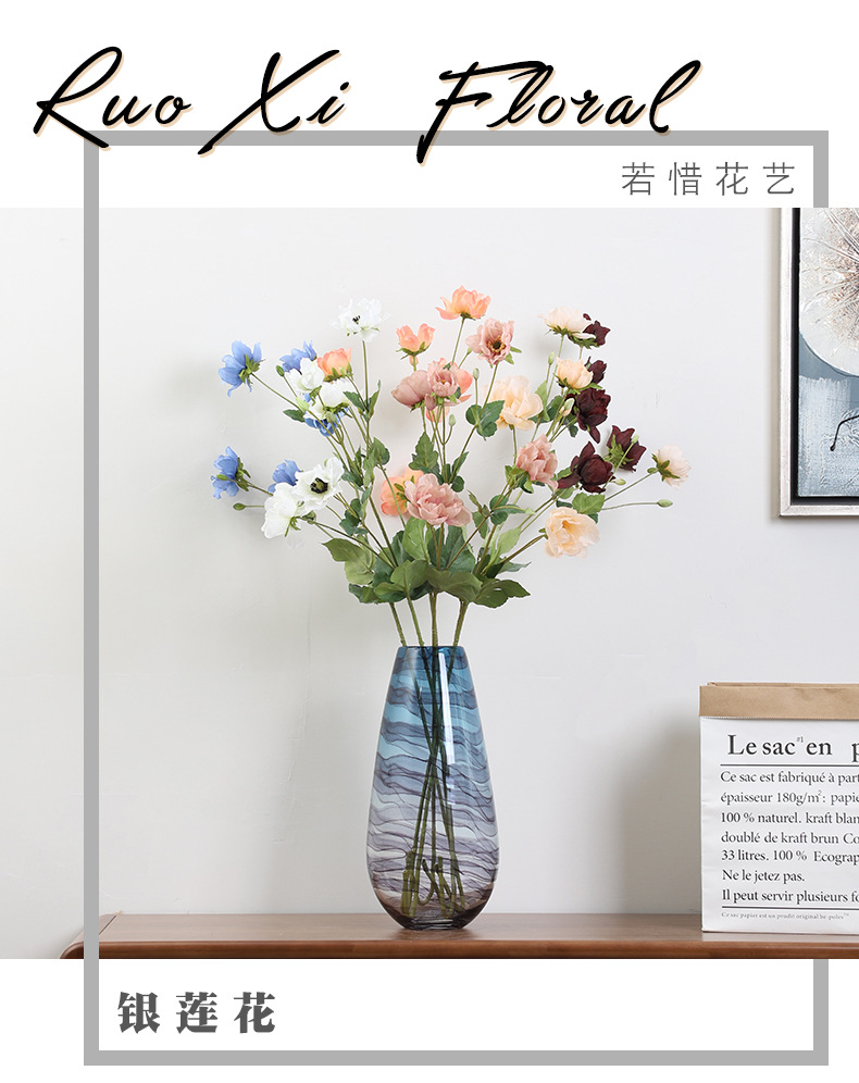 若惜高端天香牡丹花仿真花束婚庆软装家居装饰摆件假花玫瑰花批发详情1