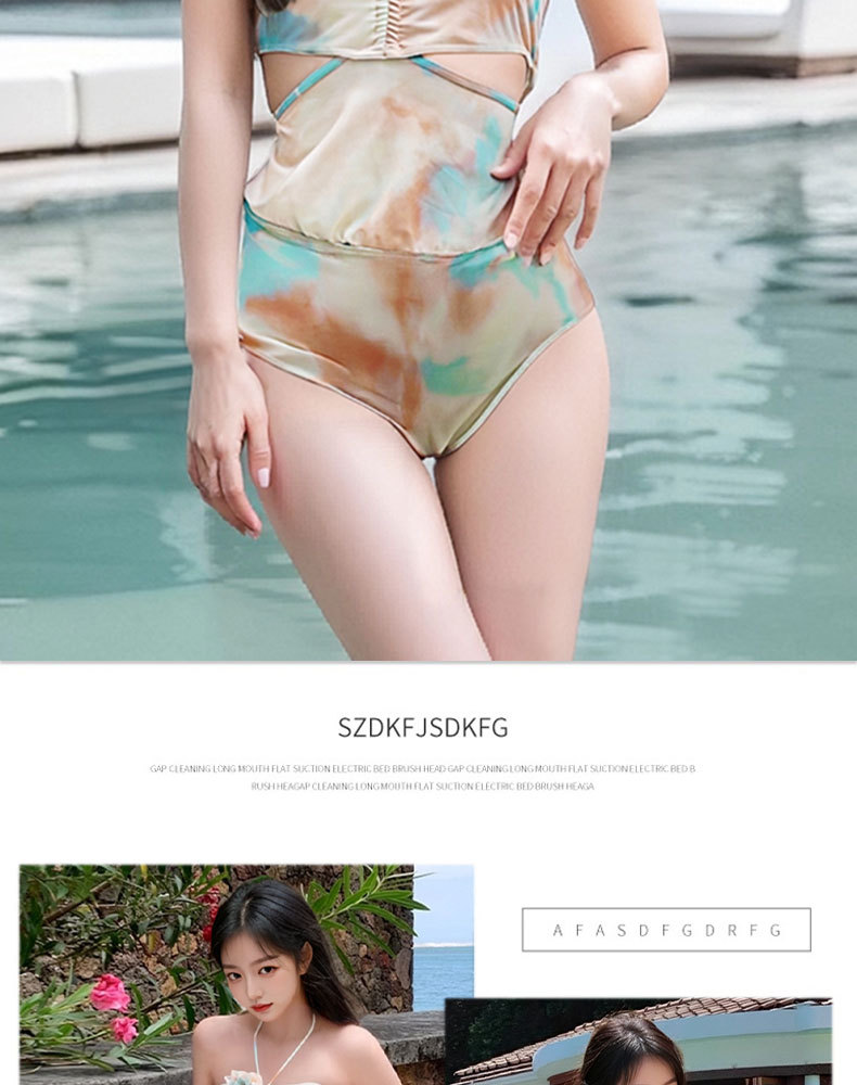 新款扎染挂脖露腰泳衣女2026分体三件套纯欲风辣妹海边度假长裙泳涤亚125200详情14