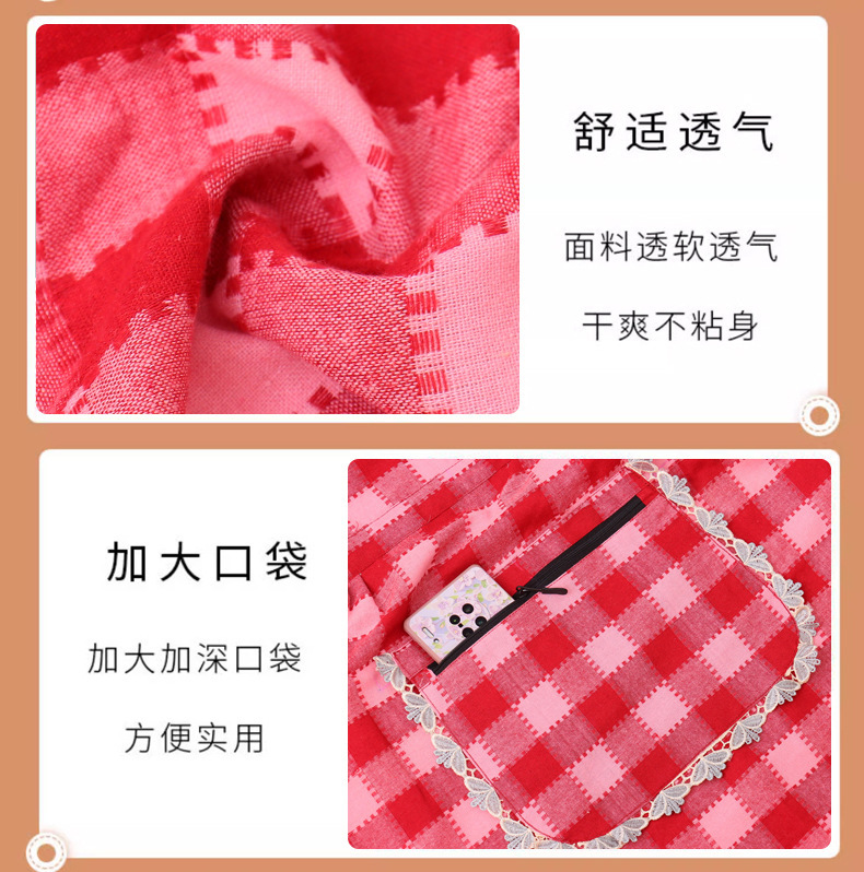 【 Chi Jia 】 Stylish lace-trimmed apron for home cooking, double-layer lining, stain-resistant and dirt-resistant work clothes pic 9