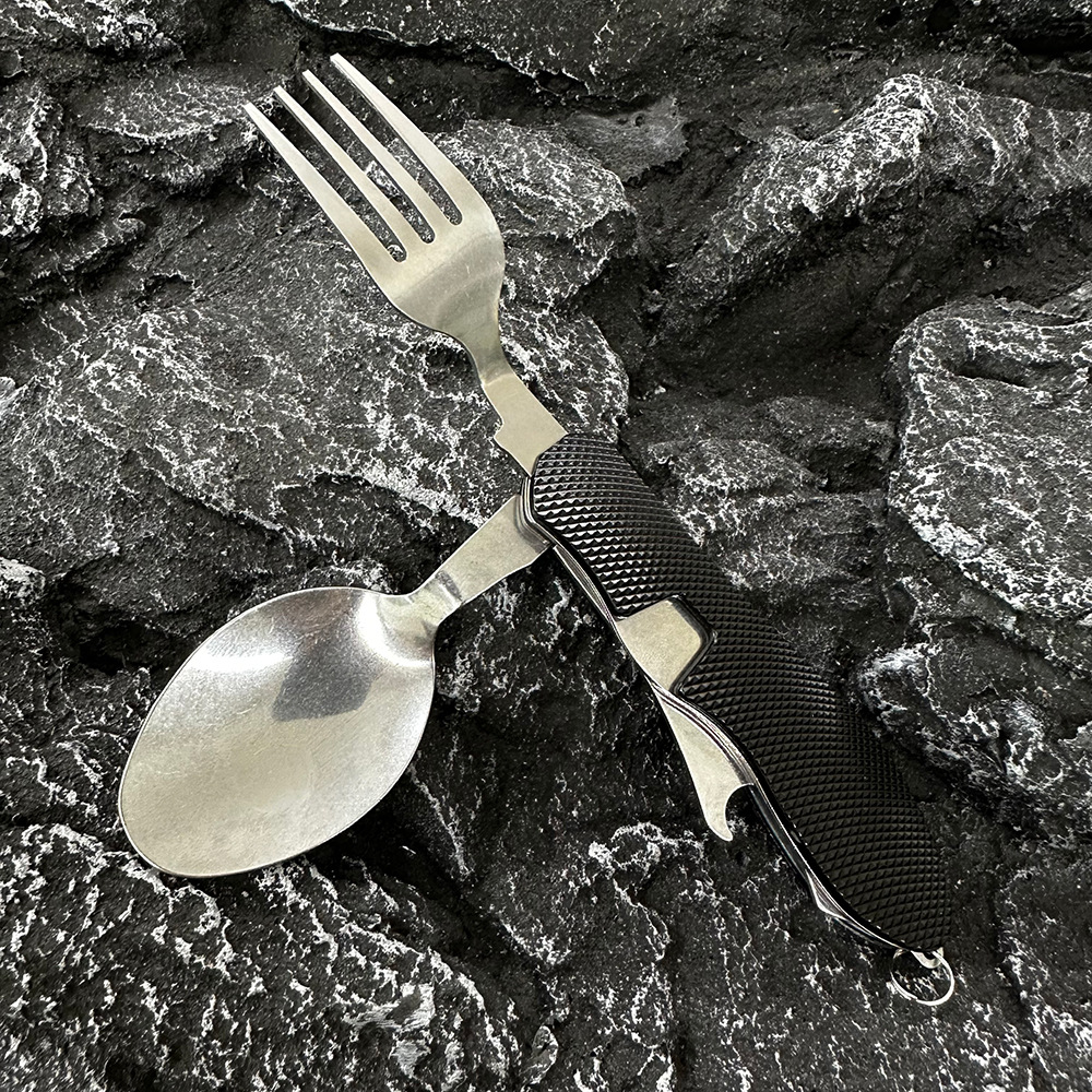 Mini folding knife, fork and spoon set, detachable combination, outdoor mountaineering and travel tableware, multi-opening aluminum handle Swiss knives pic 8