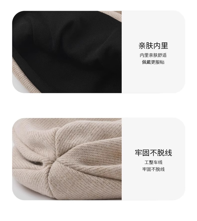秋季女士保暖堆堆帽 针织显脸小月子帽 冷帽包头帽 防风防寒护耳套头帽 成人帽款详情10
