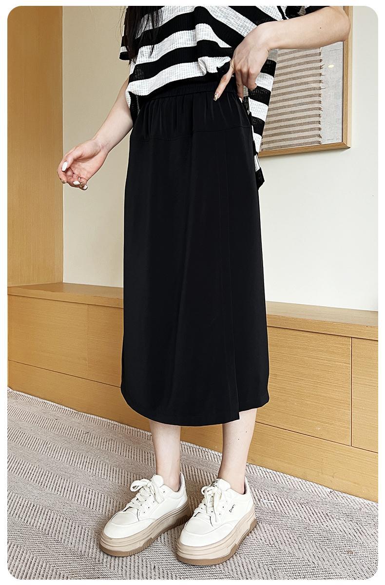 2024夏季新款女士高腰显瘦米兰醋酸皱裙裤 休闲宽松百搭阔腿裤 垂感休闲裤详情7