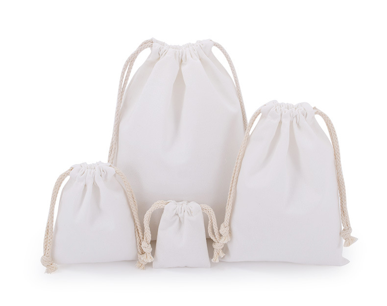 Wholesale and in-stock white drawstring cotton drawstring bags, blank eco-friendly gift packaging, storage canvas drawstring bags pic 26