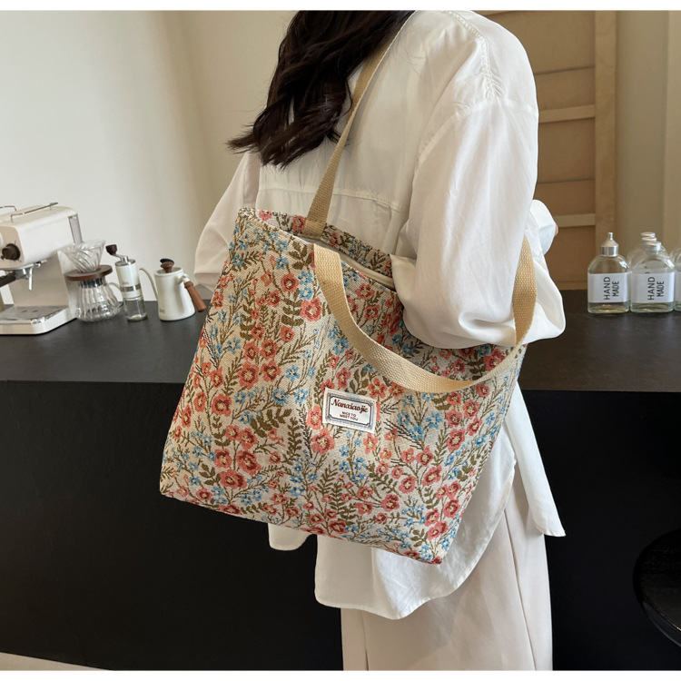 大容量帆布包包2024新款潮时尚百搭单肩手提袋子ins学生上课包女详情32