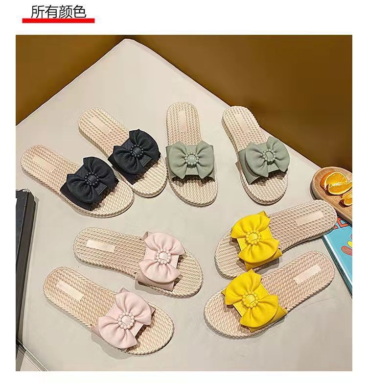 拖鞋女夏季外穿时尚防滑防臭耐磨轻便百搭ins蝴蝶结韩版批发详情7