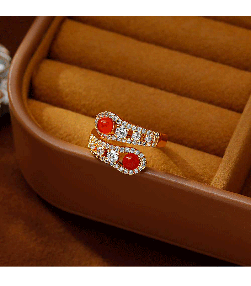 Hyacinth moda ligera extravagancia superflash zirconitas serpentina anillo de apertura mujer diseño único puerto viento rojo ágata anillo de anillo shake sonic boom pic 2