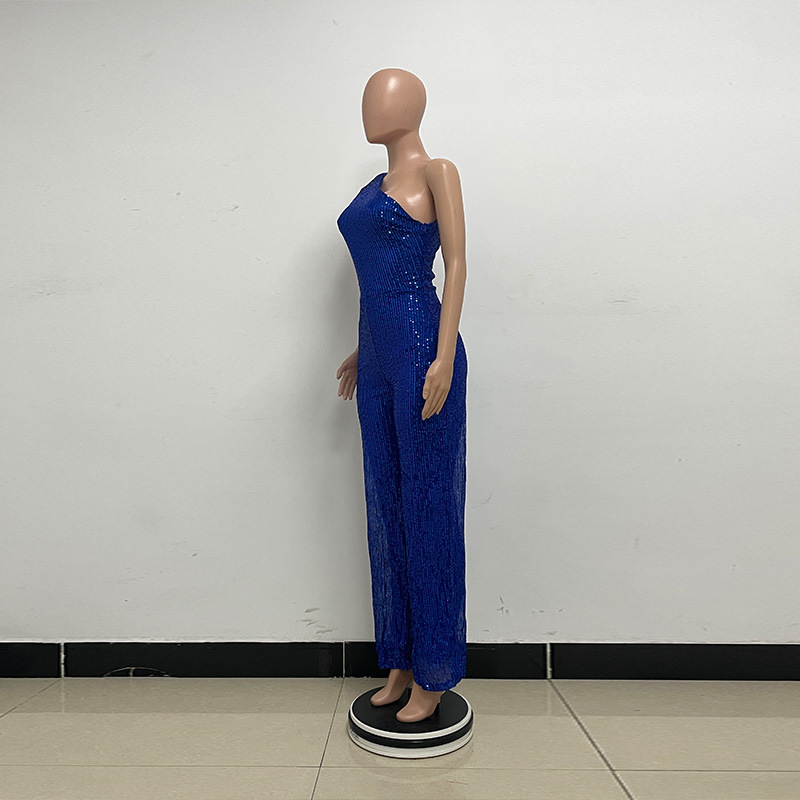 新中式无袖连体衣独立站夏季单肩亮片连体裤女批发详情22