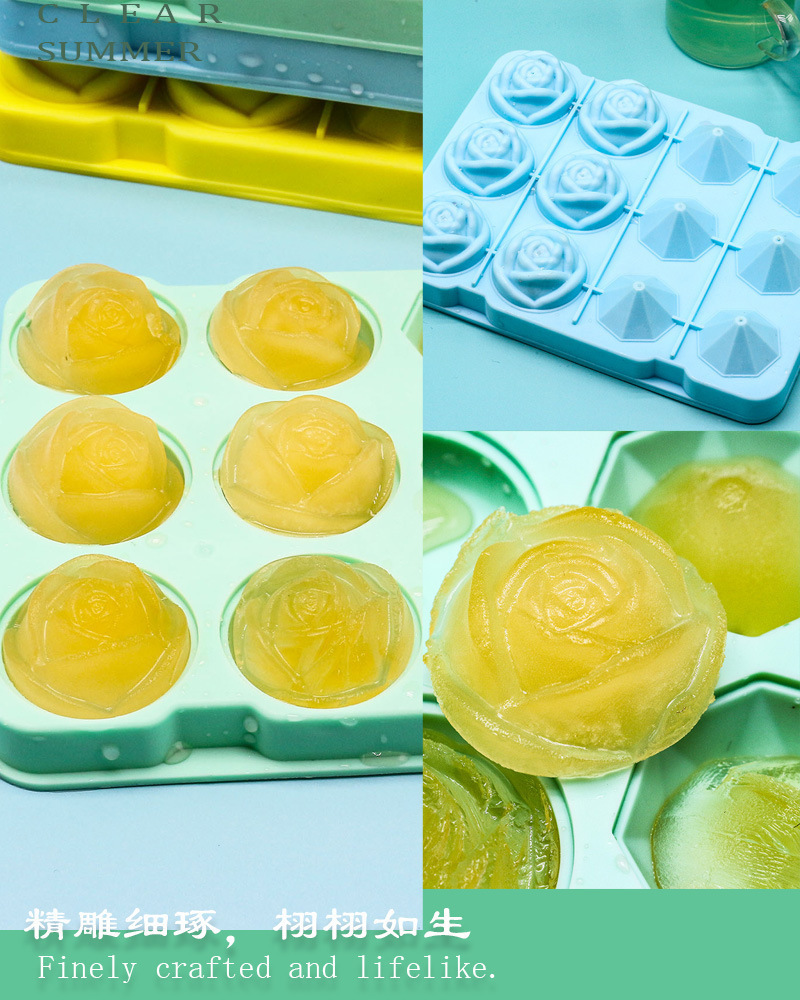 史丹利彩色硅胶冰格模具制冰器雪糕冰块模具12格跨境详情3