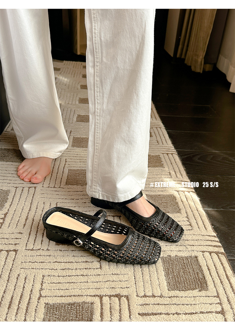 2025夏季新款镂空包头半拖鞋女夏季外穿休闲编织凉拖鞋沙滩女鞋详情35