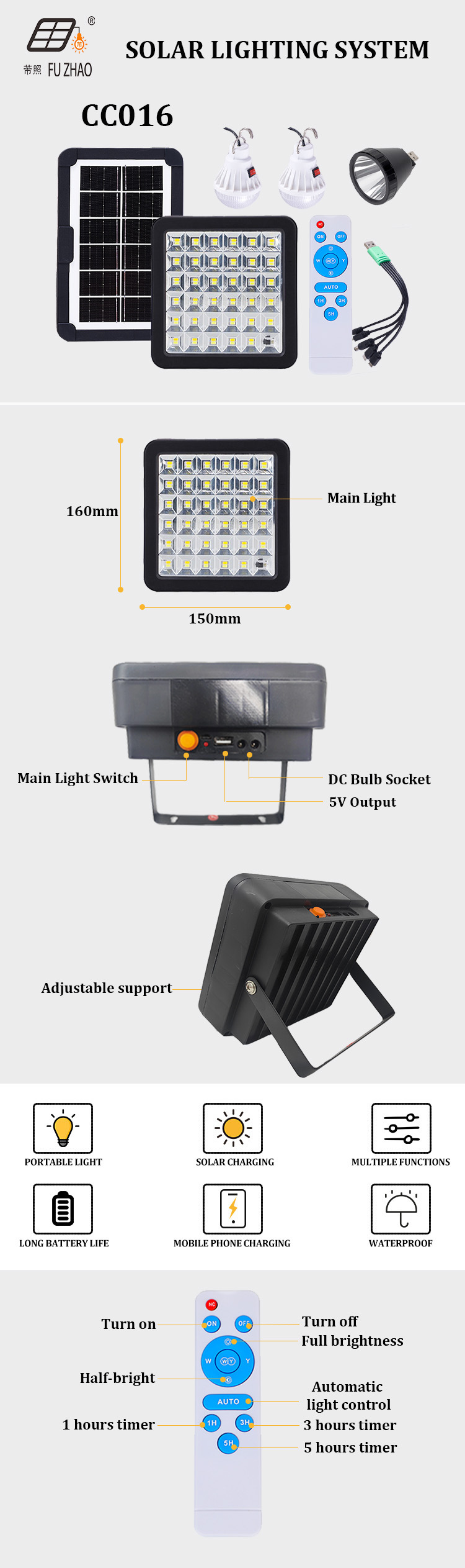 2024 Solar Mini System with 3W solar panels and bulbs, portable outdoor camping mobile phone charging pic 3