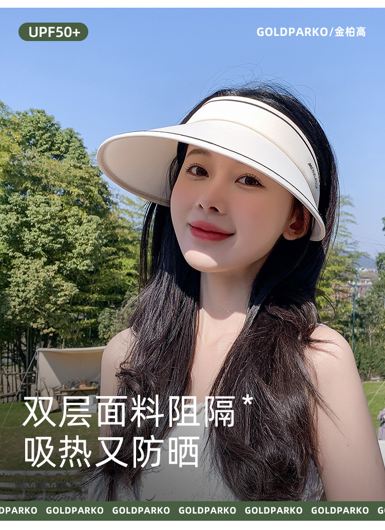 UPF50+双层防晒帽女防紫外线遮阳帽大帽檐专业级夏季大沿空顶帽子详情2