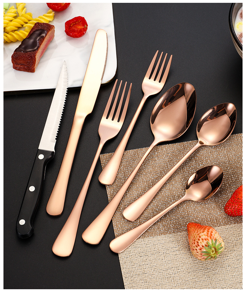 跨境304不锈钢1010刀叉勺餐具24件套不锈钢勺工艺盒礼品西餐具详情20