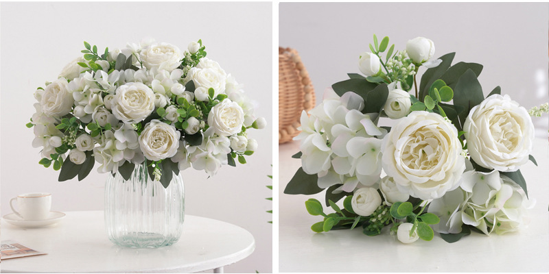 仿真花茶苞牡丹玫瑰多款绢花装饰家居婚庆花艺园配材配景摄影道具详情29