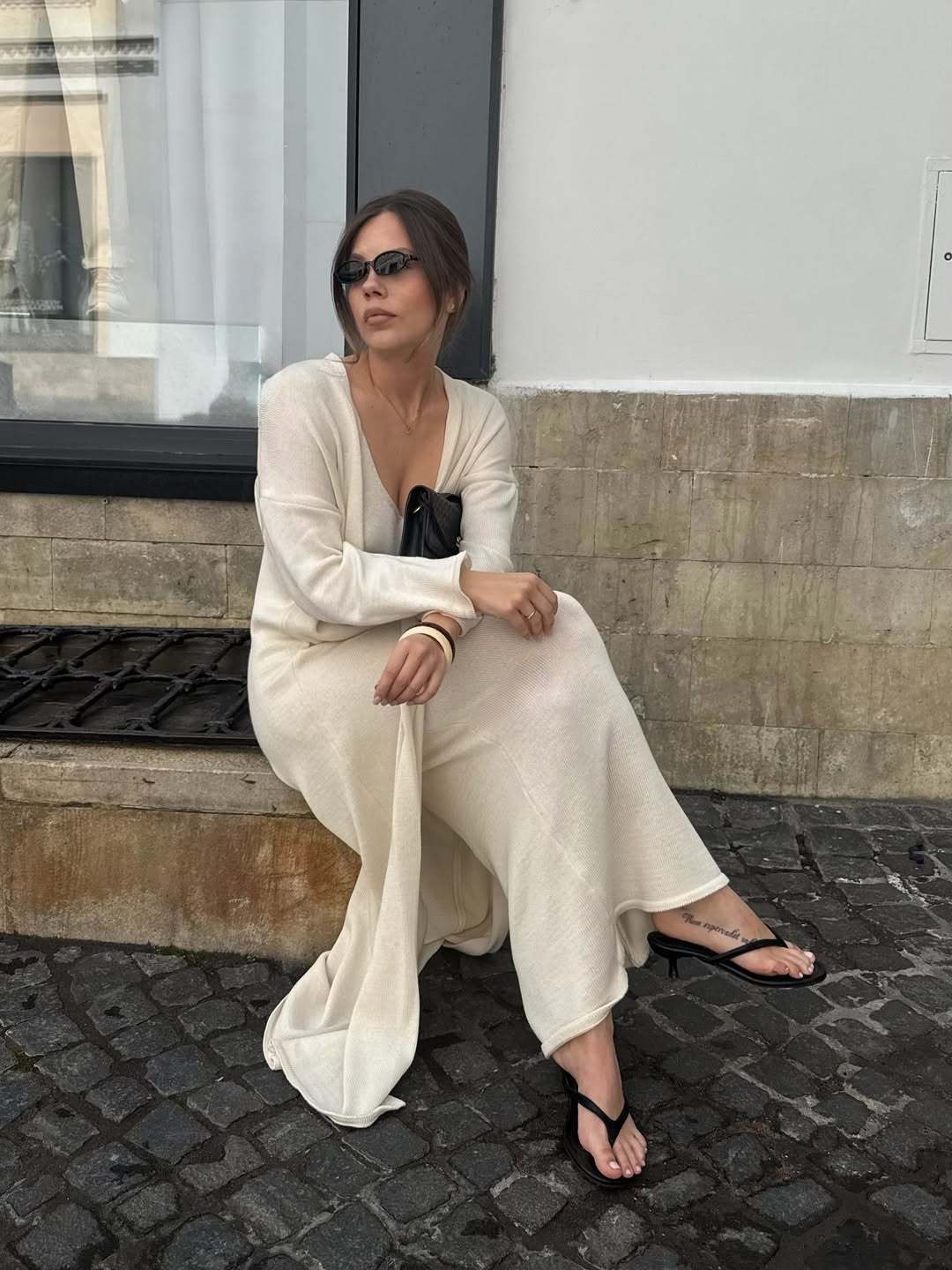 2025 Cross-border Bestseller Pure Cotton Knitted Set: Sexy Deep V halter long Dress + Lazy cardigan: Soft and skin-friendly pic 49