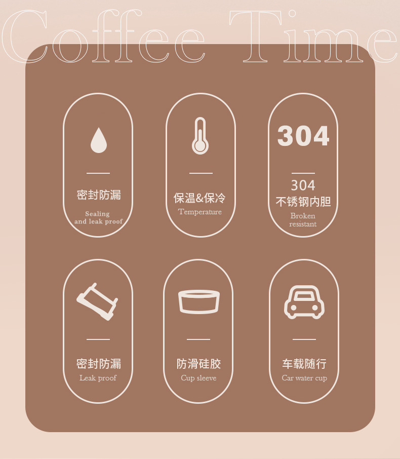 跨境真空304不锈钢咖啡杯时尚车载汽车杯随行杯保温杯可印制logo详情2