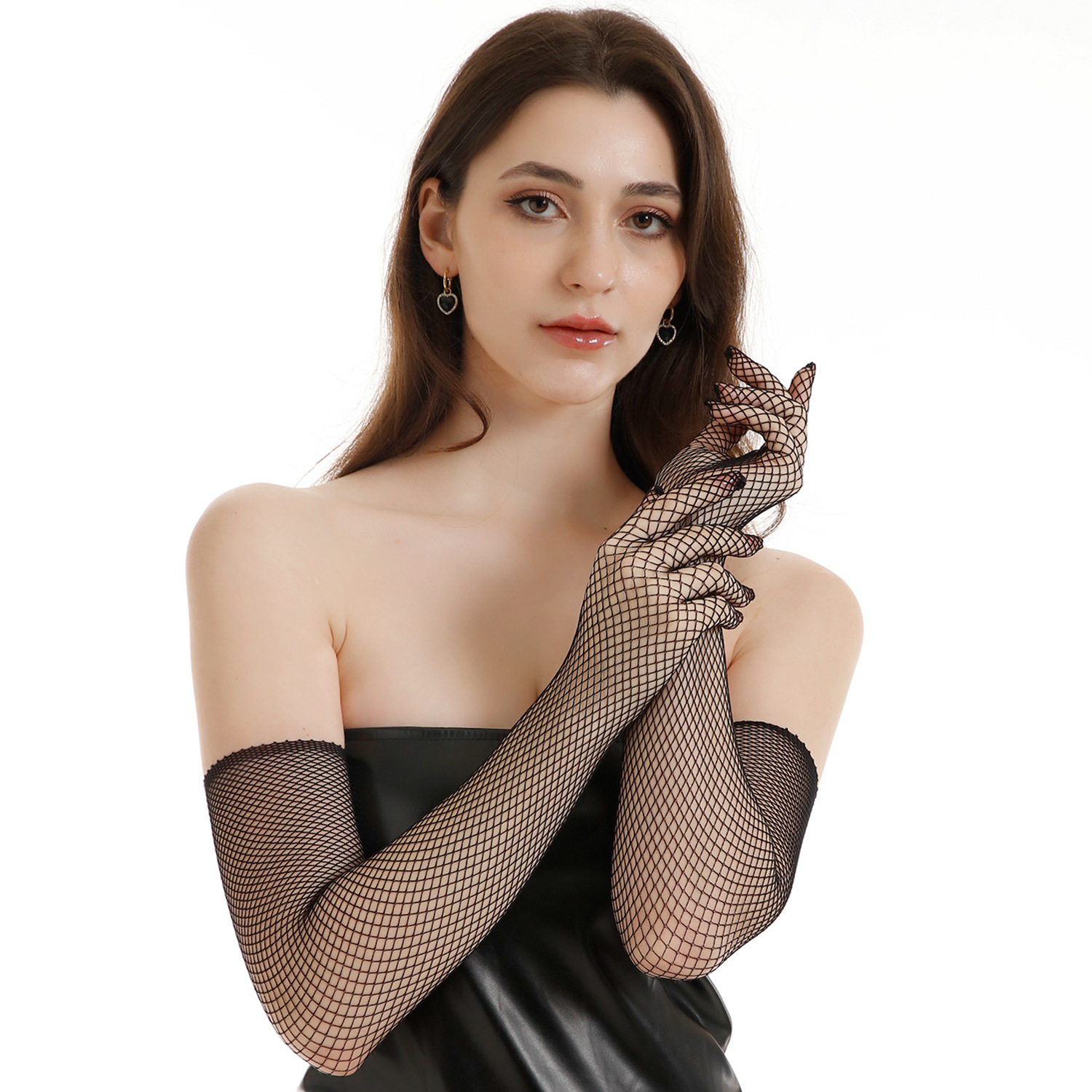 女士加长弹力渔网手套性感 欧美夜店俱乐部cos万圣节网眼手套跨境详情2