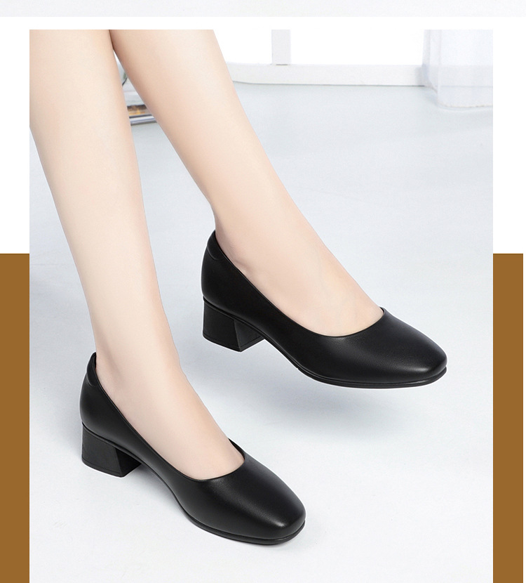 春秋新款方头浅口低跟舒适百搭轻便透气一脚蹬粗跟女士休闲工作鞋详情14