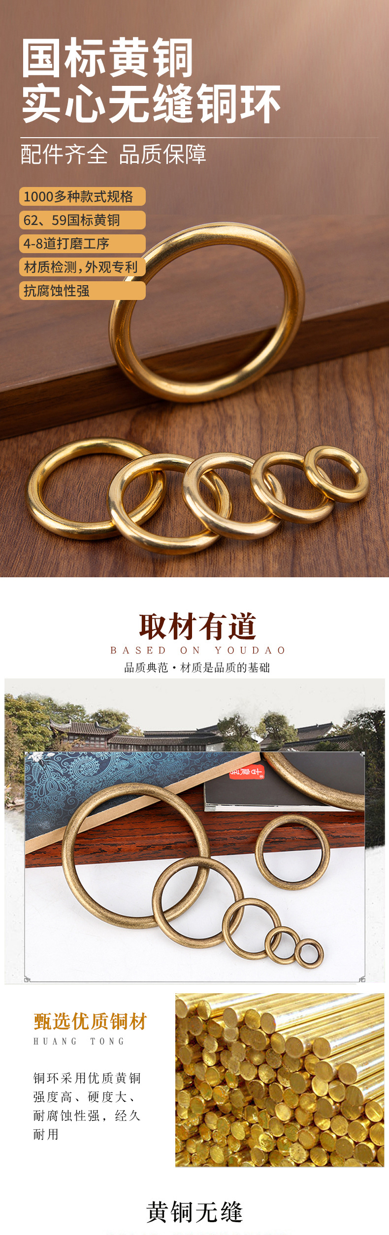 批发箱包皮具DIY五金件闭口o型圈黄铜拉手实心黄铜无缝圈金属圆环详情1