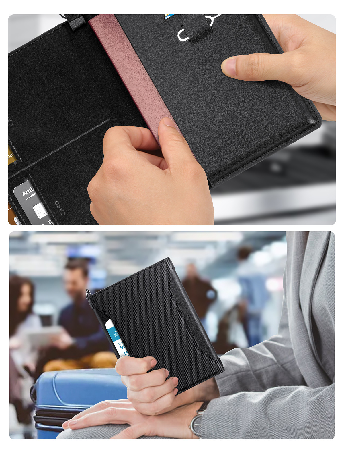 Passport bag, ID card bag, RFID anti-theft card holder, multi-functional passport holder, overseas travel air ticket holder, anti-magnetic passport holder pic 6