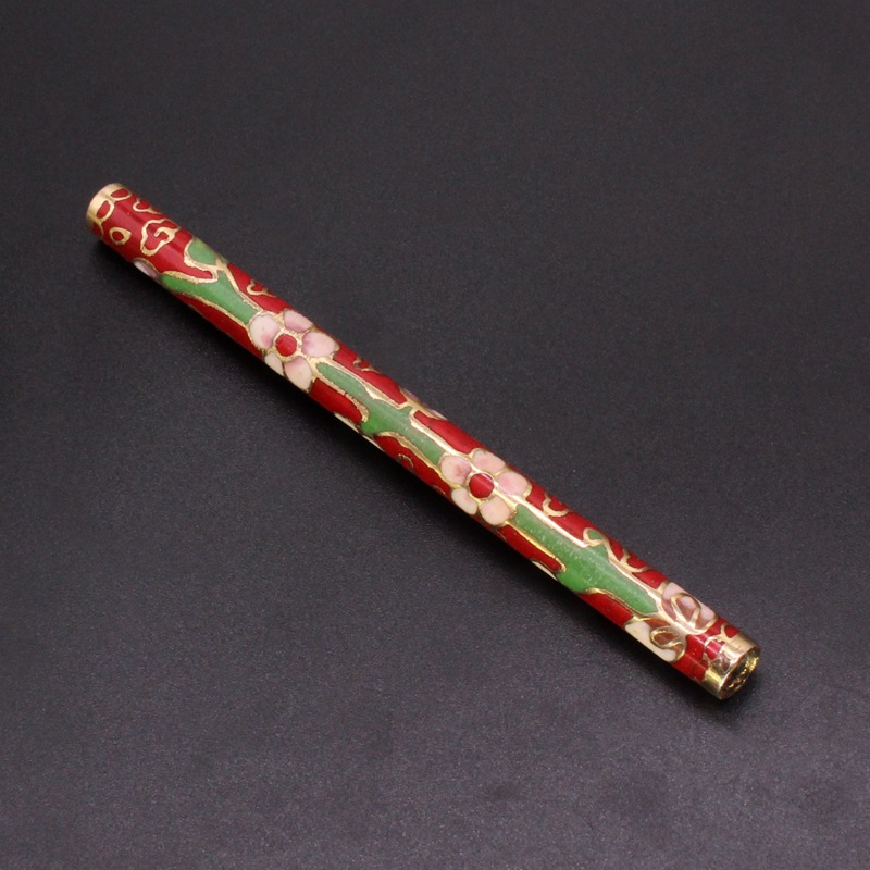 Beijing Cloisonne classical Culture Ethnic style writing brush decorative accessories copper base mechanism enamel writing brush shaft pic 7