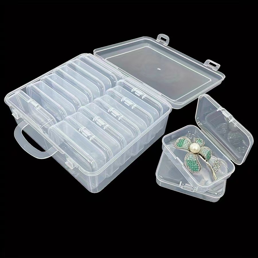 Handmade diy small accessory storage box, detachable plastic transparent loose bead stud accessories, grid storage classification box pic 2