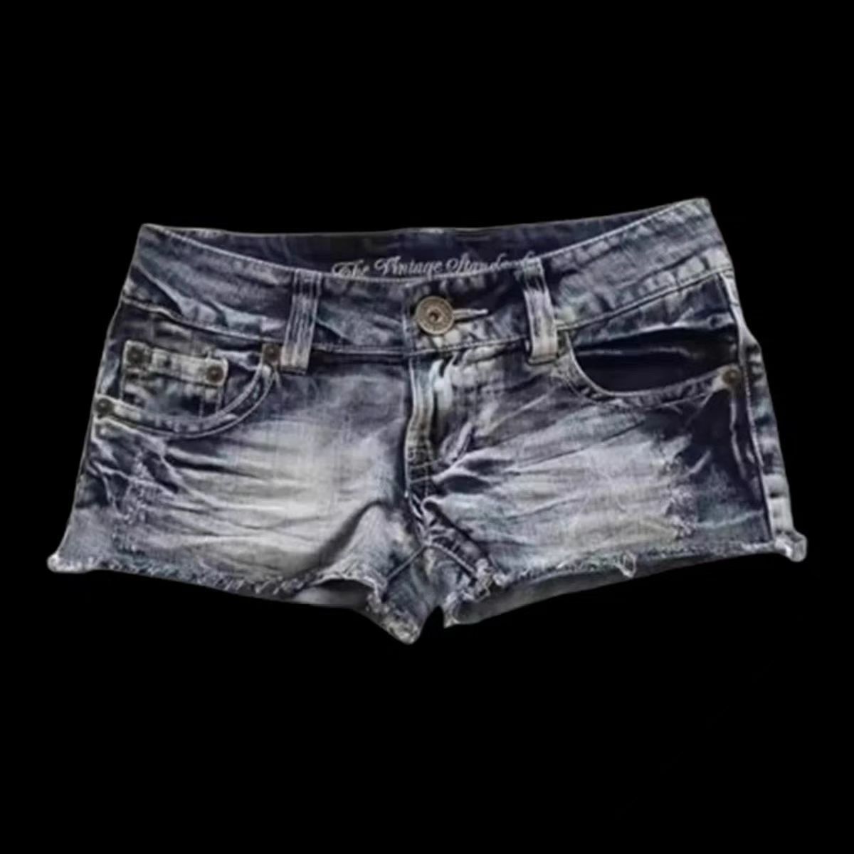 Transfronterizo amazon aliexpress ins europa y Estados Unidos bandera de la calle estampado color de impacto cintura baja sexy slim jeans shorts pic 5