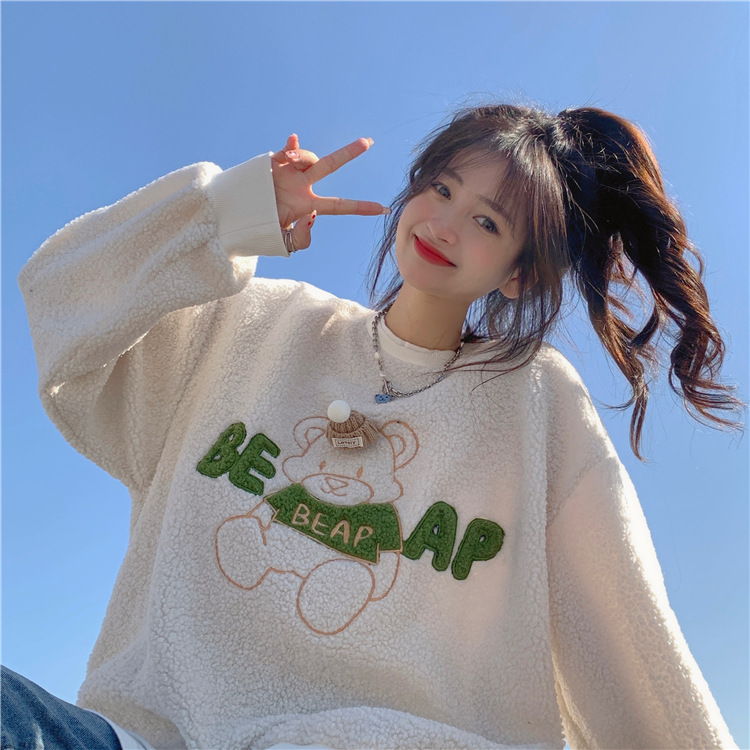 Here are two new autumn 2024 embroidered loose long-sleeved sweatshirts for women pic 13