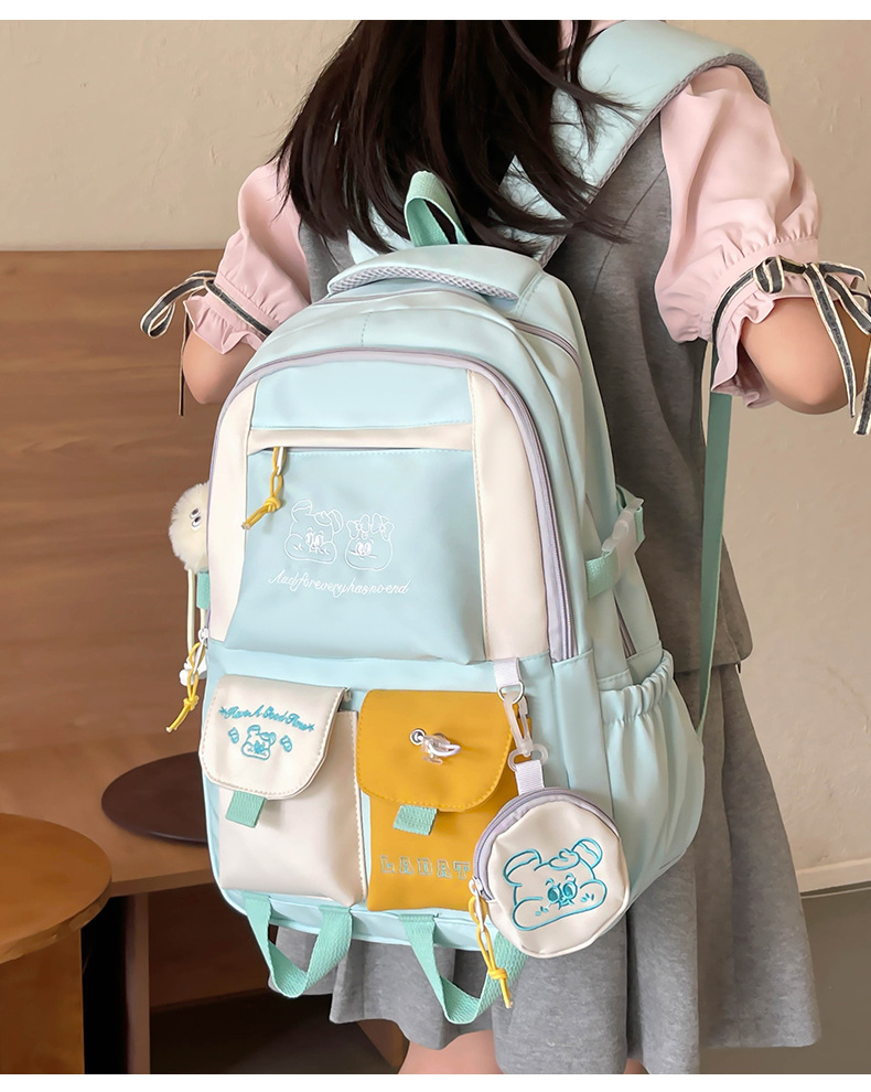 Japanese and Korean casual backpacks, forest-style schoolbags, multi-pocket schoolbags for primary school students, large capacity for cross-border travel for junior and senior high school students pic 6