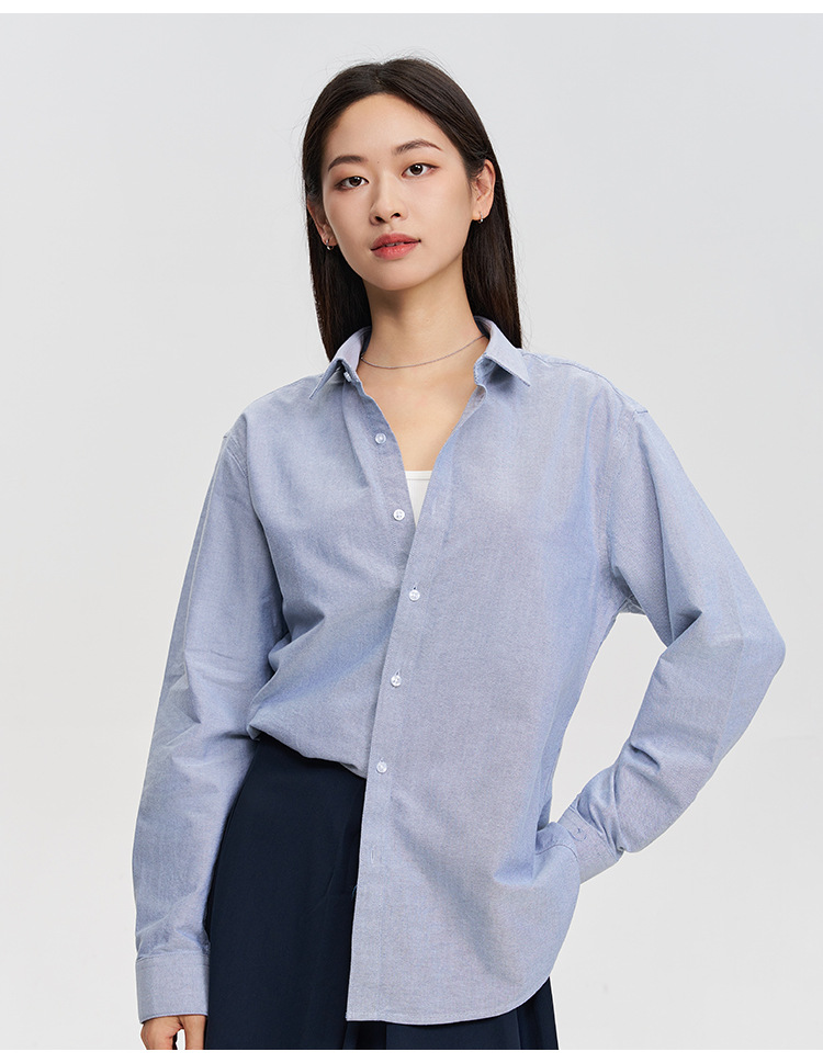 牛津纺全棉衬衫男士长袖免烫抗皱酵素水洗商务休闲女式白衬衣工装详情8