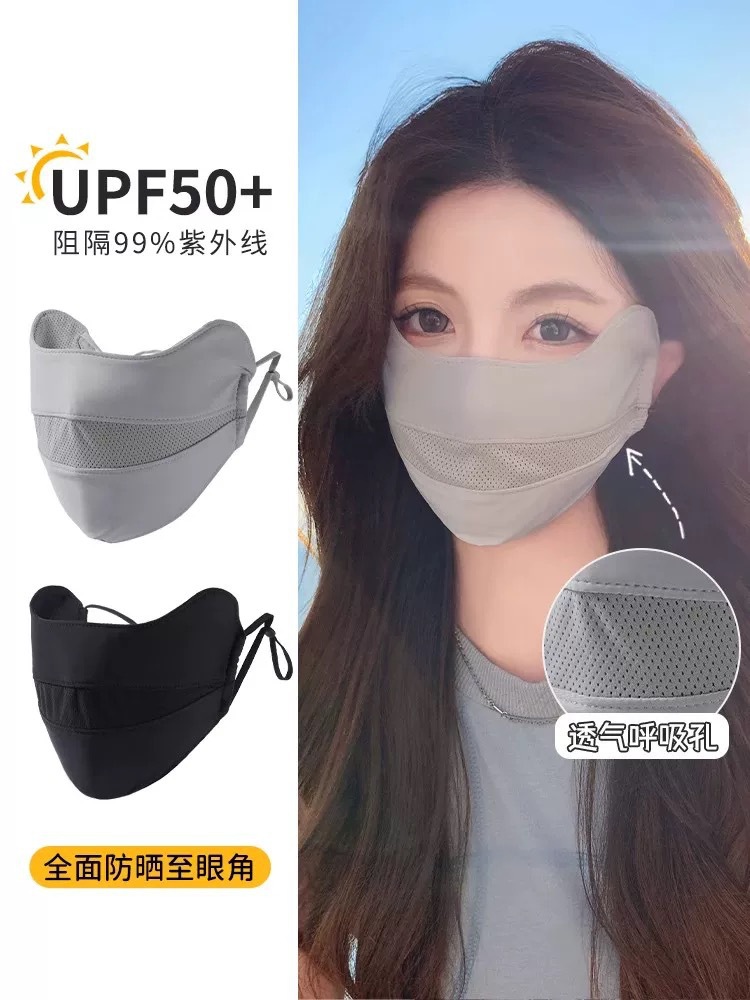 Sun protection mask for girls, high school appearance level, Summer 2025 new UV protection mask, full face ice silk breathable sun protection thin style pic 3