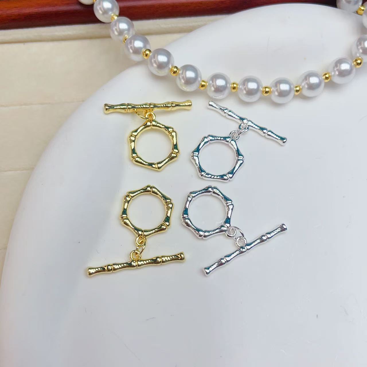 diy pearl buckle, necklace buckle, bracelet, connecting buckle, end buckle, heart-shaped OT buckle, handcrafted universal buckle accessories pic 3
