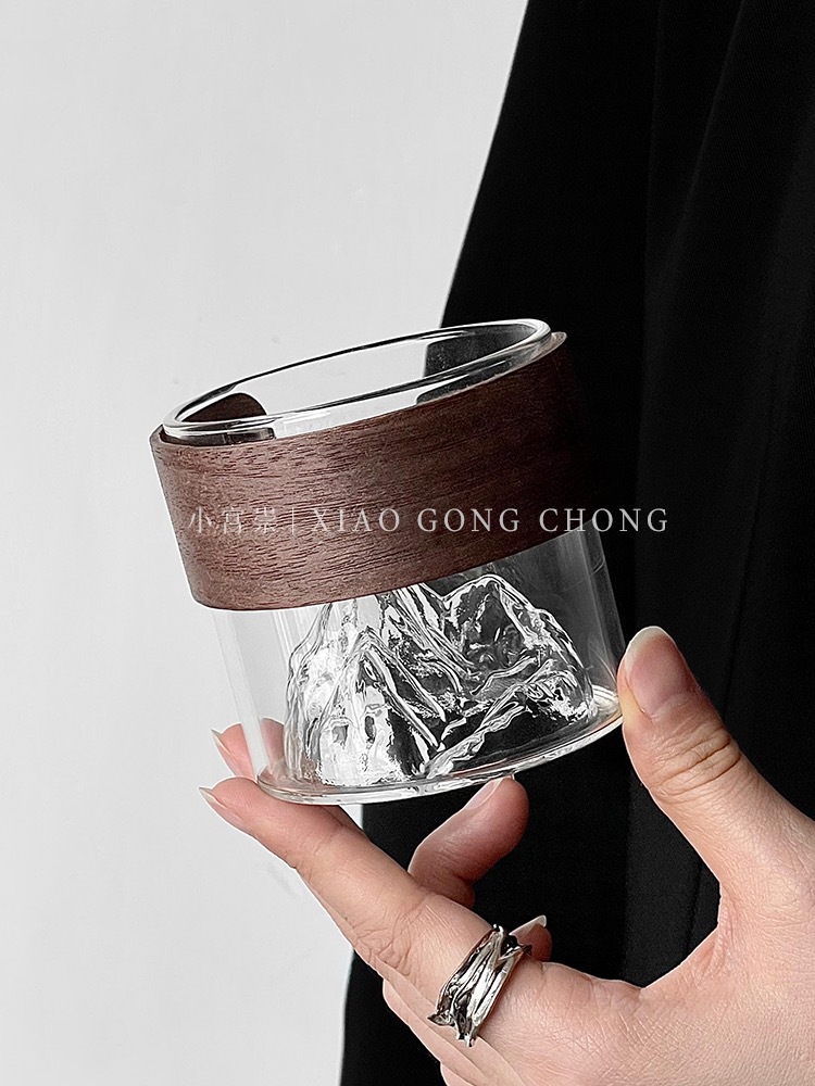 Japanese-style creative mountain-viewing glass cups, retro Chinese trend high-temperature resistant Fuji Mountain tea cups, household snow mountain cups, coffee water cups pic 11