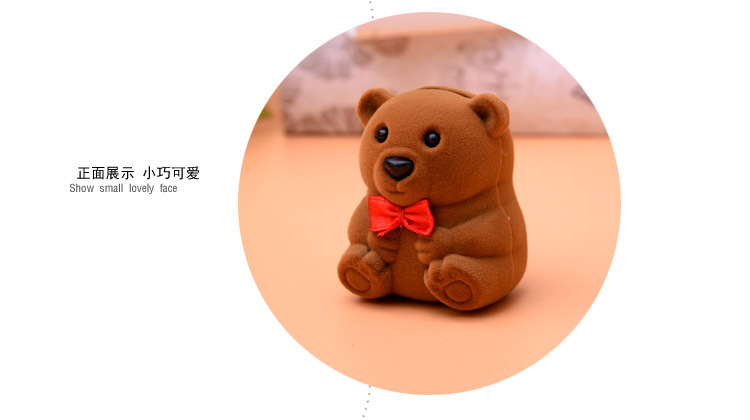 Cute plastic cartoon plush bear ring, pendant, stud and jewelry box in stock pic 12