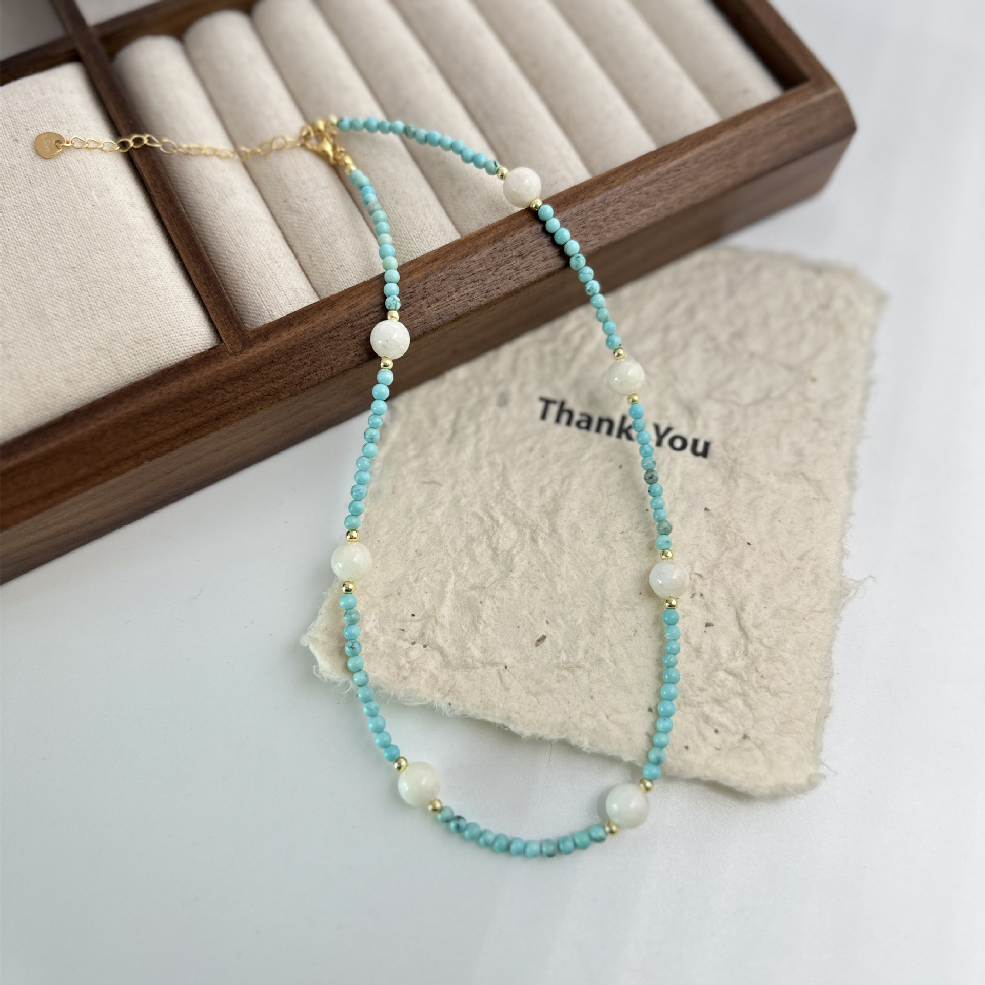 Natural stone turquoise beaded necklace, niche design, high-end collarbone chain, new Chinese style, fresh and delicate handcrafted necklace for women pic 22