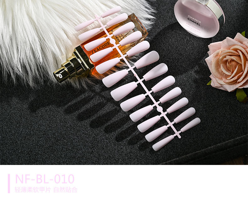 European and American mid-length solid color matte extra-long ballet nail trapezoidal matte wearable nail sheet false nails pic 10