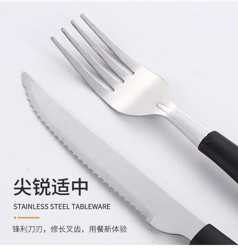 24-piece set of knives, forks and spoons for cross-border trade from Brazil, with slanted tail handles, household steak knives, dessert spoons and stainless steel tableware pic 18