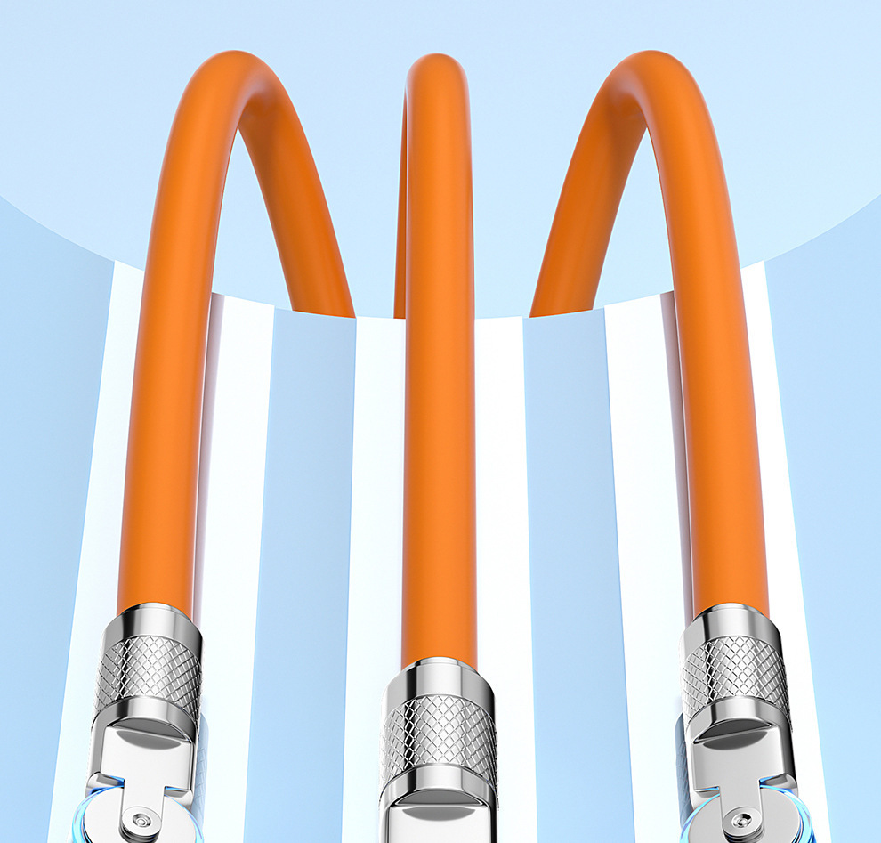 Free shipping 180° rotating machine one-to-three 120W super fast charging data cable, compatible with Apple and Huawei flash charging cables pic 10