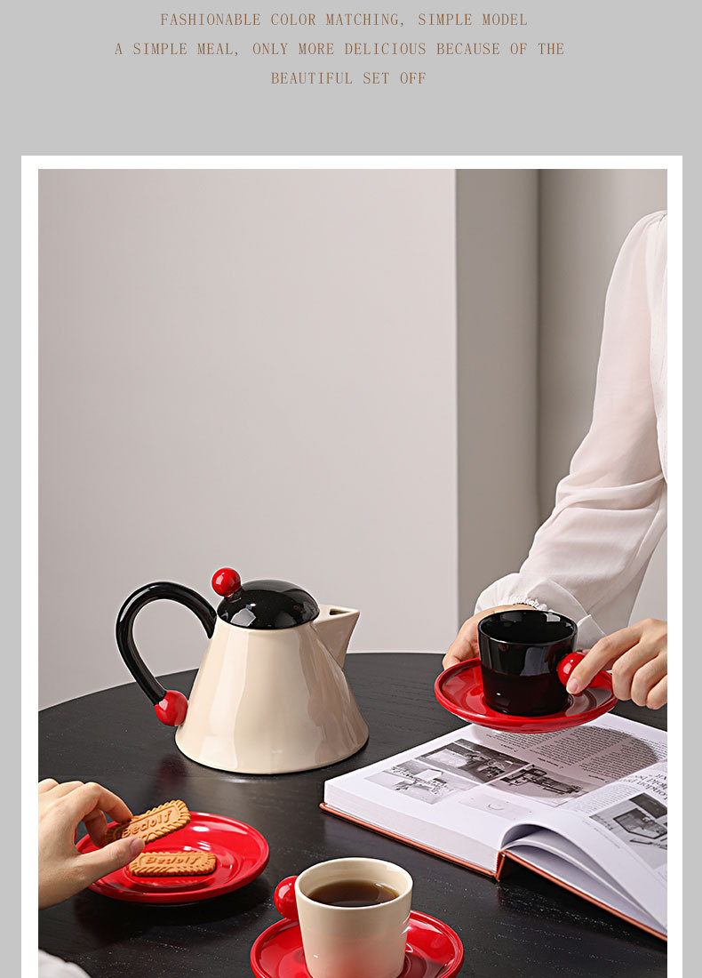 Cream air-cooled water bottle, flower teapot, wedding gift, birthday housewarming gift box, high-temperature resistant ceramic tea set, tea set pic 12