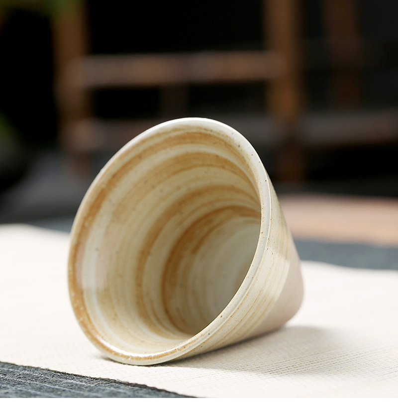 Tea brewing cups by the fire, Japanese coarse earthenware tea cups, cross-border bestsellers, ceramic mugs, retro water cups, conical coffee cups pic 8
