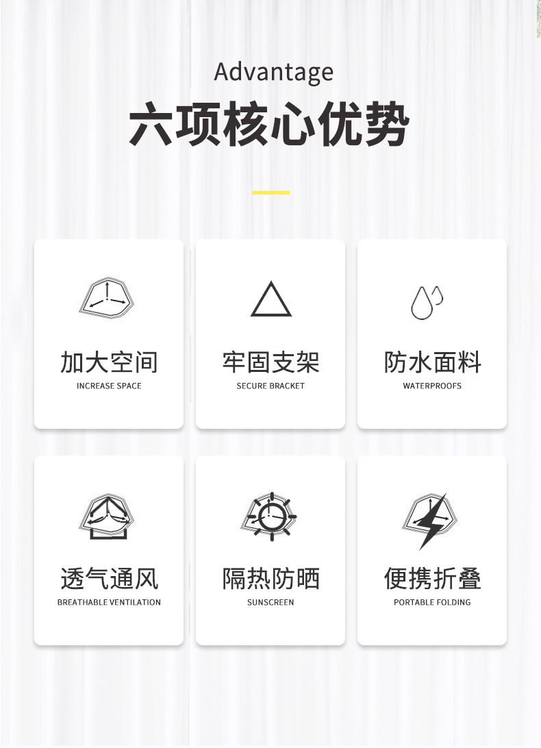 全自动速开六角帐篷防雨防晒大空间遮阳凉蓬户外野营加厚露营装备详情2