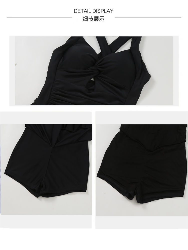 温泉泳衣女时尚爆款纯色显瘦遮肉连体裙式保守收腰性感游泳衣批发-028407详情18