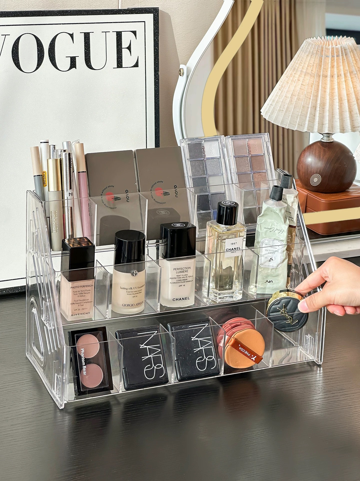 Stepped perfume display stand, desktop cosmetics storage box, skin care product rack, acrylic multi-layer lipstick rack pic 12