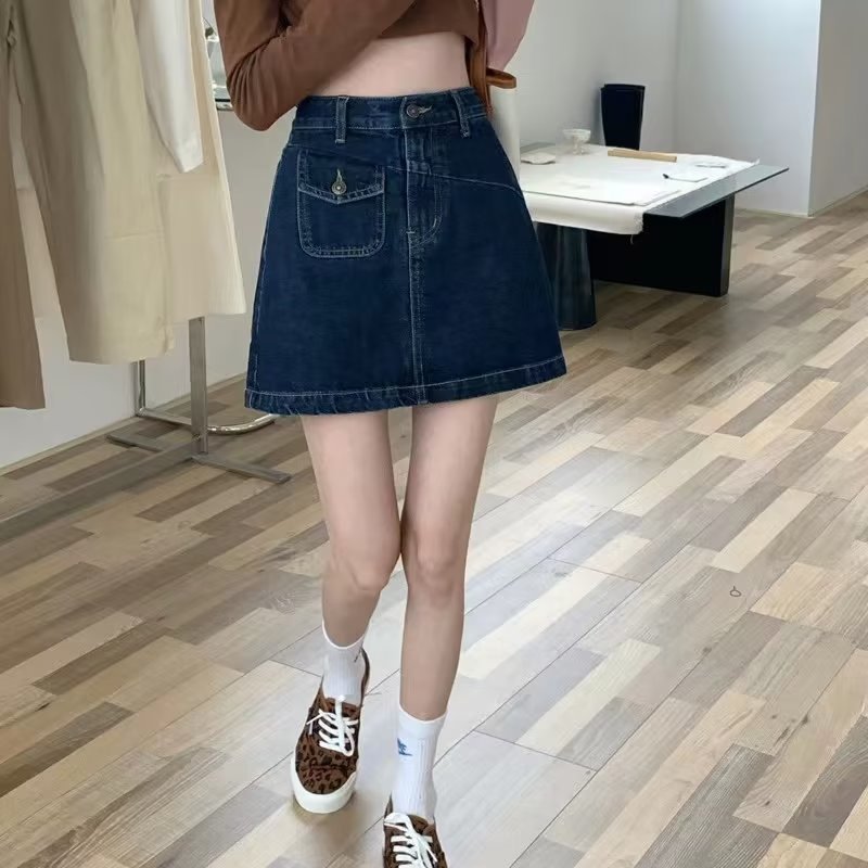 新款半身裙女2023年爆款蓝灰色高腰显瘦a字百搭包臀牛仔裙短裙夏详情9